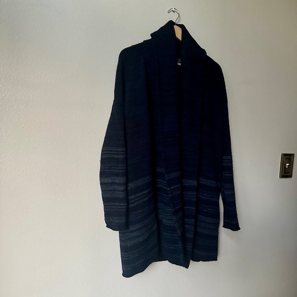 Vince Open Front Knit Wool Yak Blend Long Sleeve Navy Cardigan Sweater Size M - Picture 3 of 9
